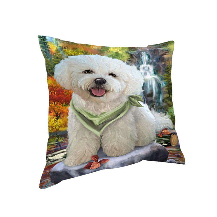 Scenic Waterfall Bichon Frise Dog Pillow PIL54668