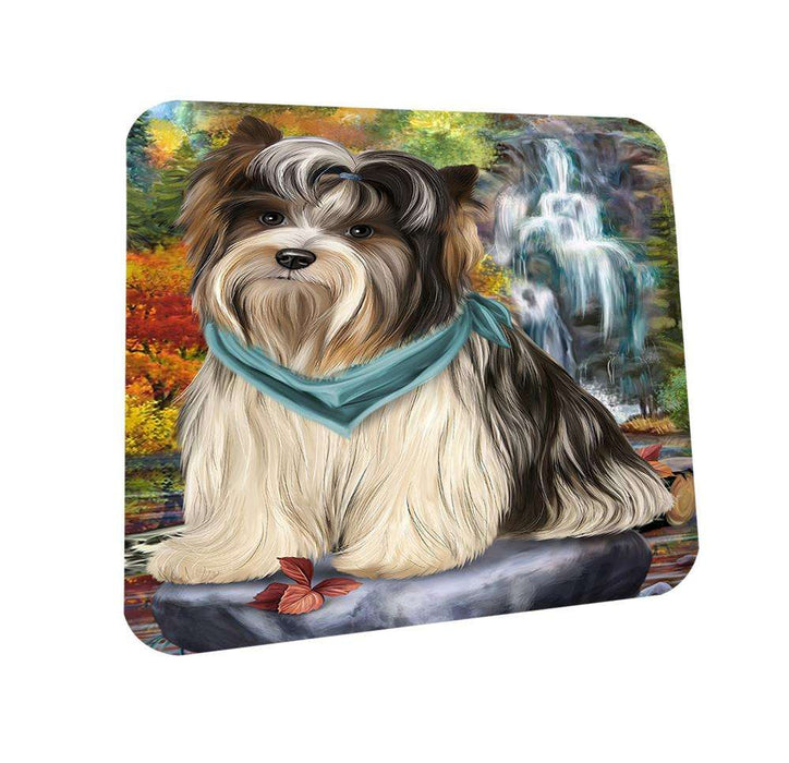 Scenic Waterfall Biewer Terrier Dog Coasters Set of 4 CST50117