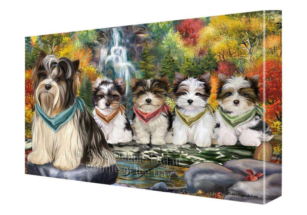 Scenic Waterfall Biewer Terriers Dog Canvas Wall Art CVS67597