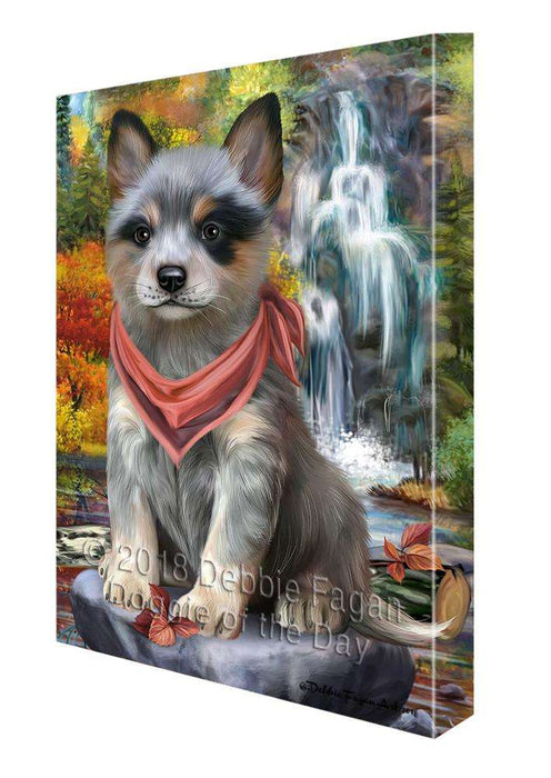 Scenic Waterfall Blue Heeler Dog Canvas Print Wall Art Décor CVS83762