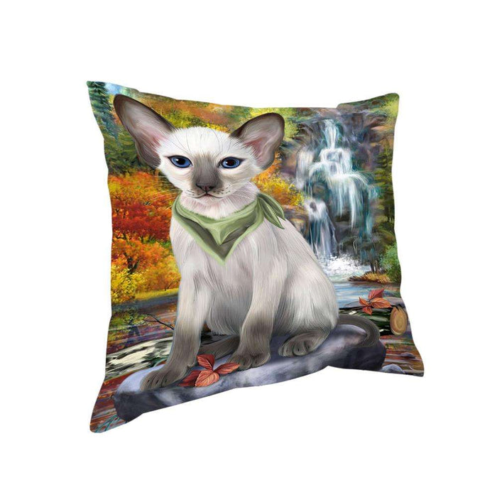Scenic Waterfall Blue Point Siamese Cat Pillow PIL75800