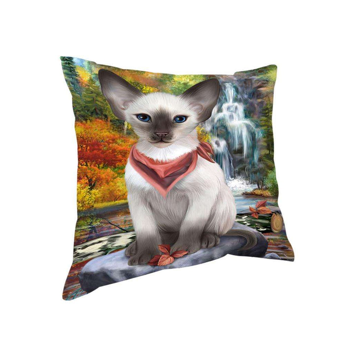 Scenic Waterfall Blue Point Siamese Cat Pillow PIL75808