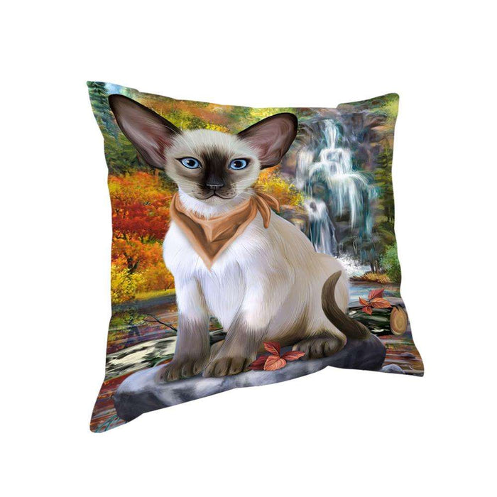 Scenic Waterfall Blue Point Siamese Cat Pillow PIL75812