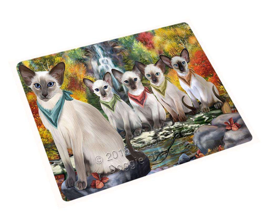 Scenic Waterfall Blue Point Siamese Cats Cutting Board C68820