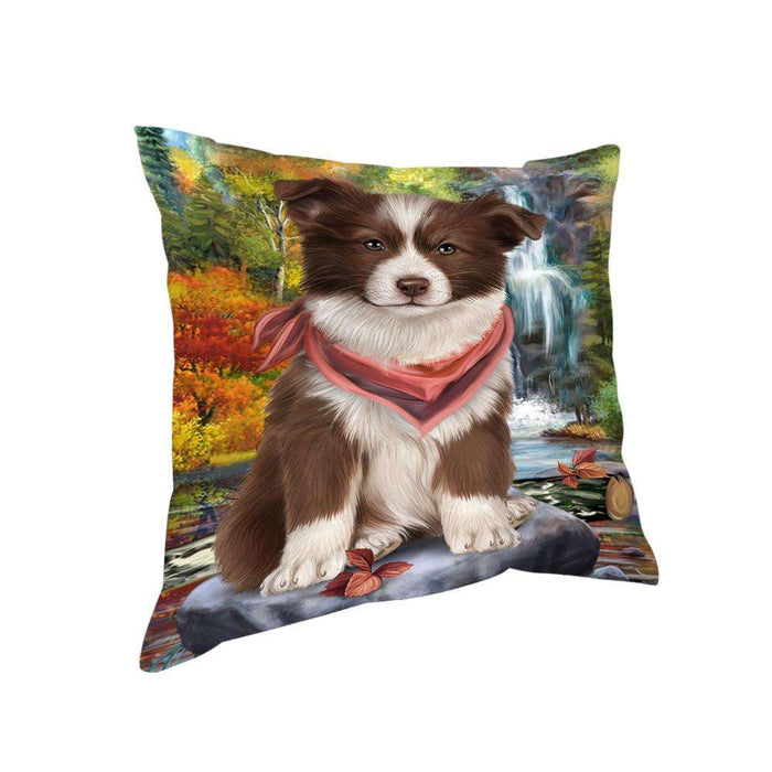 Scenic Waterfall Border Collie Dog Pillow PIL54684