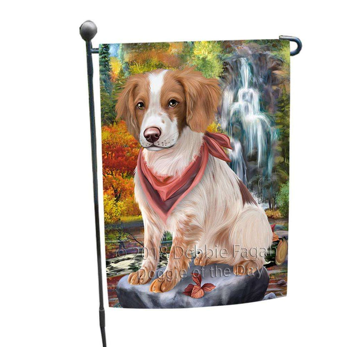 Scenic Waterfall Brittany Spaniel Dog Garden Flag GFLG49542