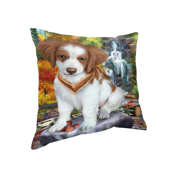 Scenic Waterfall Brittany Spaniel Dog Pillow PIL54704