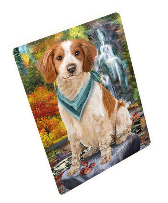 Scenic Waterfall Brittany Spaniel Dog Tempered Cutting Board C53013