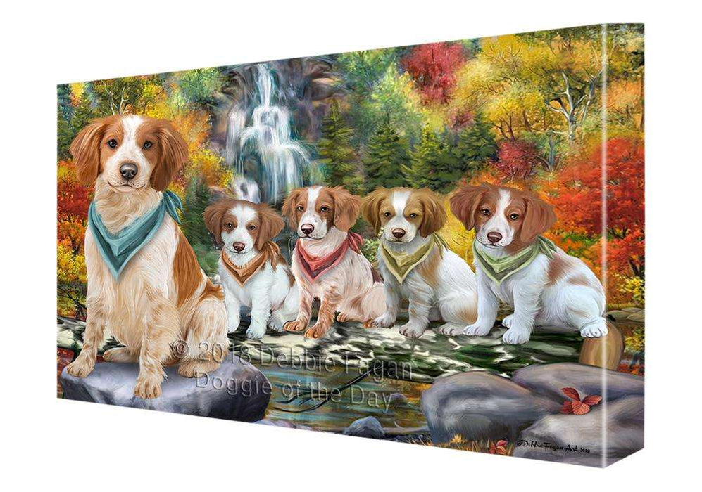 Scenic Waterfall Brittany Spaniels Dog Canvas Wall Art CVS63151