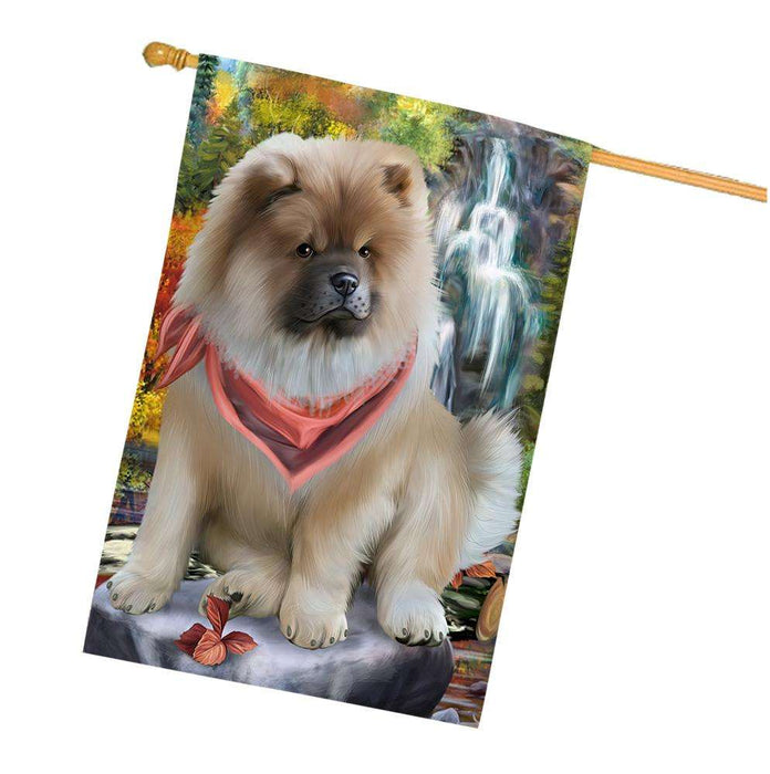 Scenic Waterfall Chow Chow Dog House Flag FLG49701