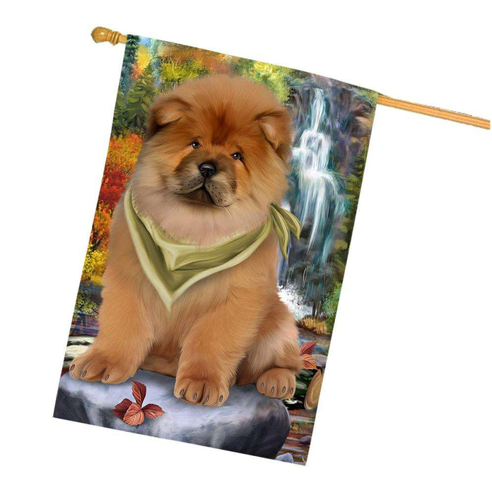 Scenic Waterfall Chow Chow Dog House Flag FLG49702