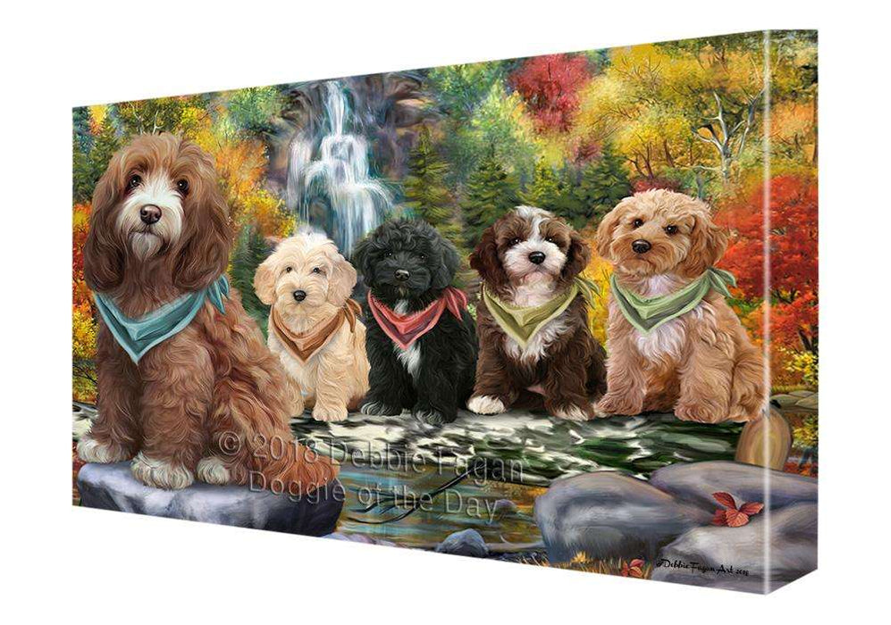 Scenic Waterfall Cockapoos Dog Canvas Print Wall Art Décor CVS84005
