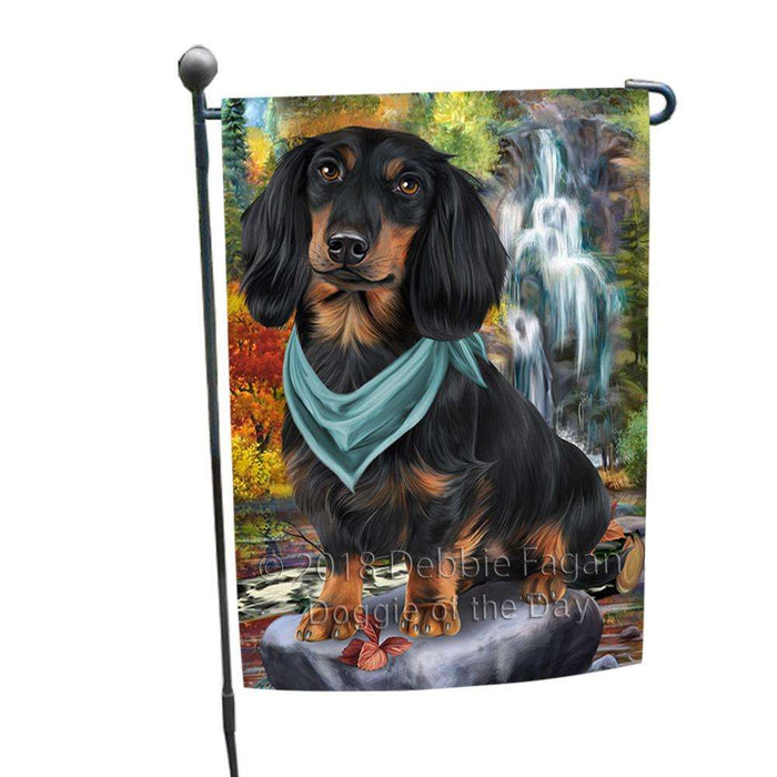 Scenic Waterfall Dachshund Dog Garden Flag GFLG51868