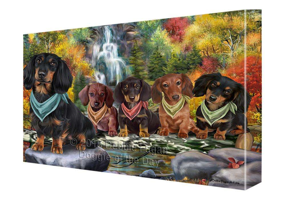 Scenic Waterfall Dachshunds Dog Canvas Print Wall Art Décor CVS84059