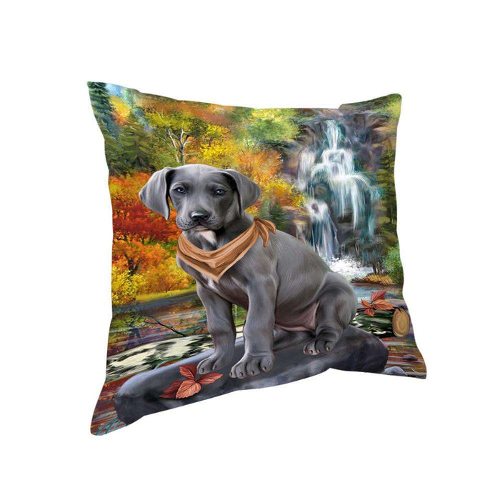 Scenic Waterfall Great Dane Dog Pillow PIL56732