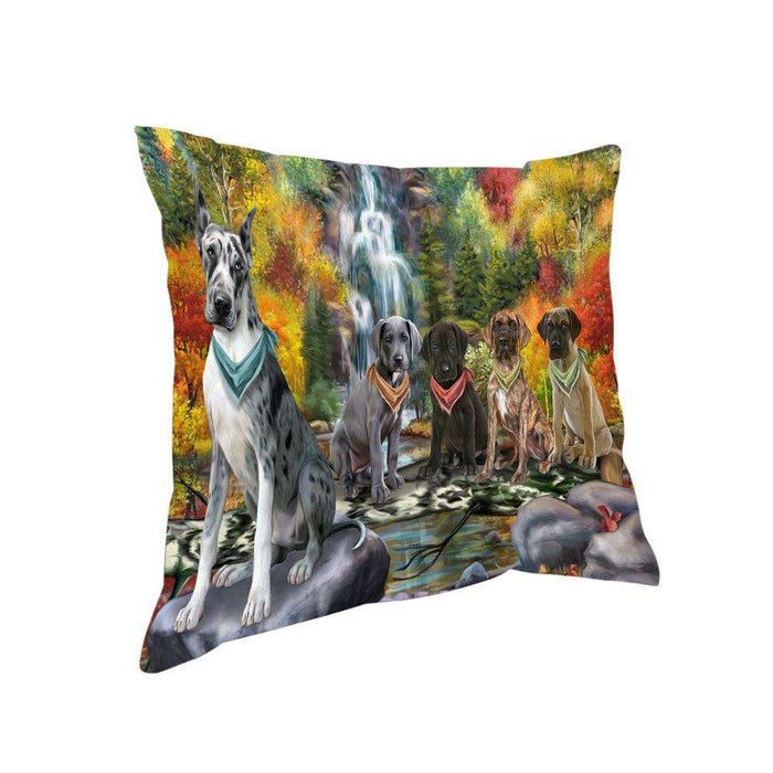 Scenic Waterfall Great Danes Dog Pillow PIL56724