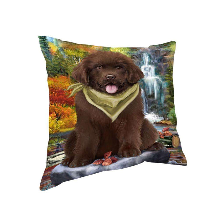 Scenic Waterfall Newfoundland Dog Pillow PIL75828
