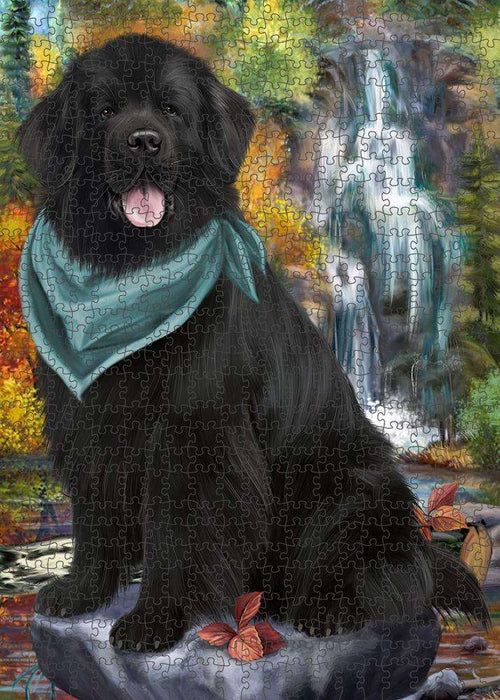Scenic Waterfall Newfoundland Dog Puzzle with Photo Tin PUZL86352