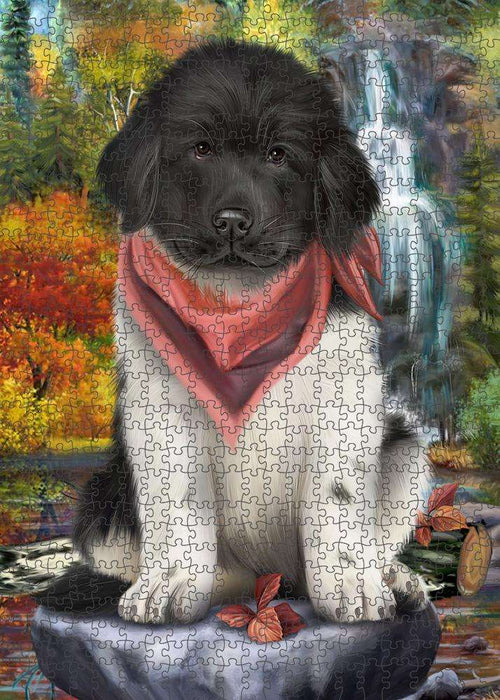 Scenic Waterfall Newfoundland Dog Puzzle with Photo Tin PUZL86364