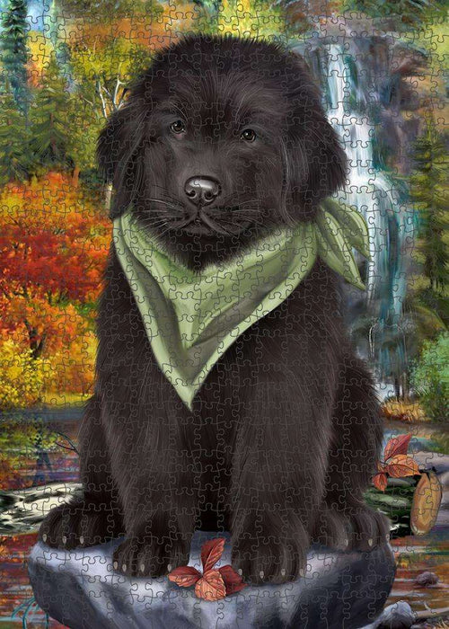 Scenic Waterfall Newfoundland Dog Puzzle with Photo Tin PUZL86368