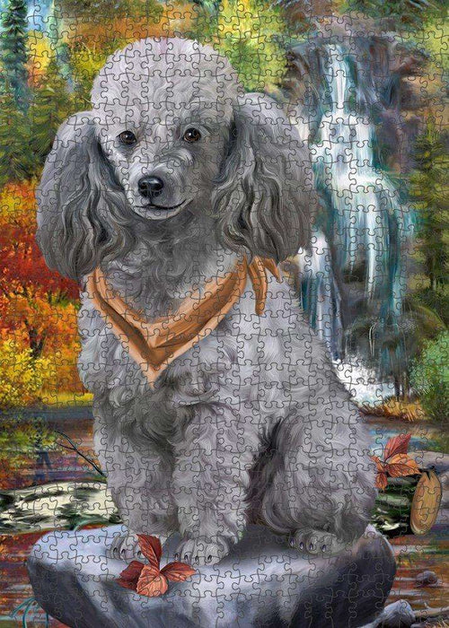 Scenic Waterfall Poodle Dog Puzzle with Photo Tin PUZL52317