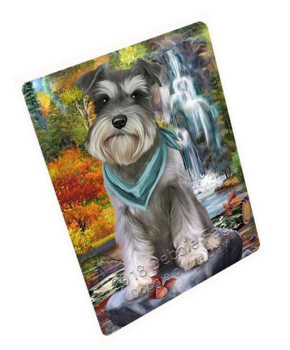 Scenic Waterfall Schnauzer Dog Tempered Cutting Board C52365