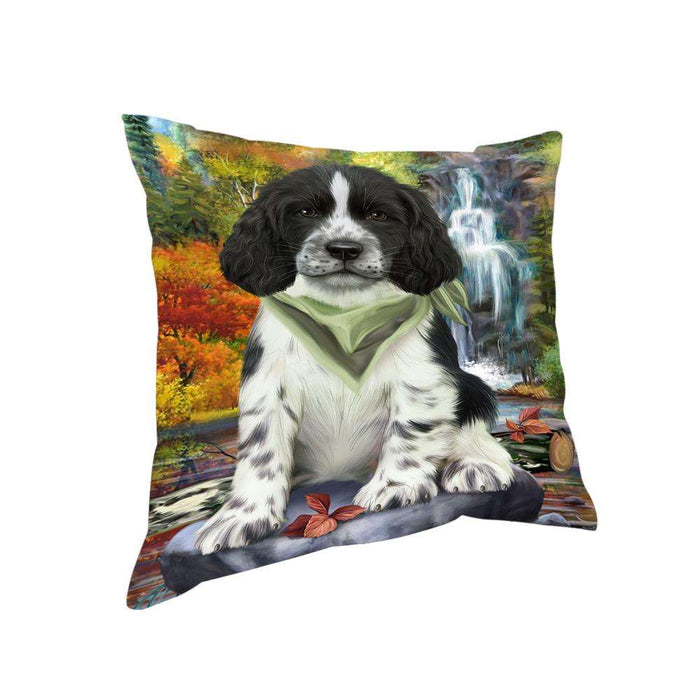 Scenic Waterfall Springer Spaniel Dog Pillow PIL75896