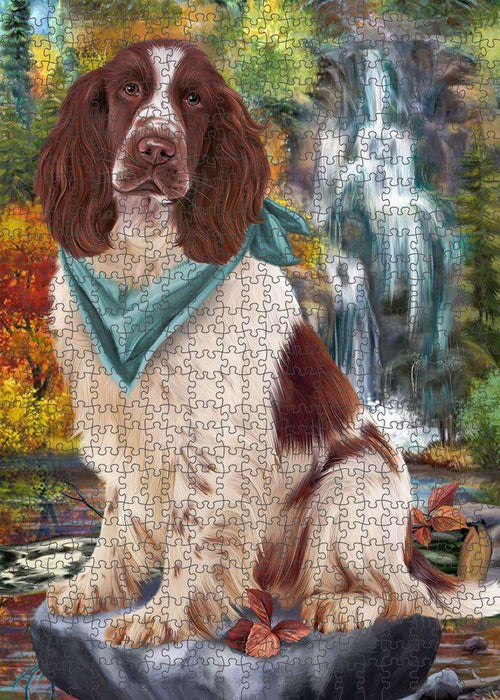 Scenic Waterfall Springer Spaniel Dog Puzzle with Photo Tin PUZL86424