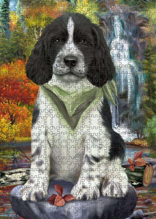 Scenic Waterfall Springer Spaniel Dog Puzzle with Photo Tin PUZL86428