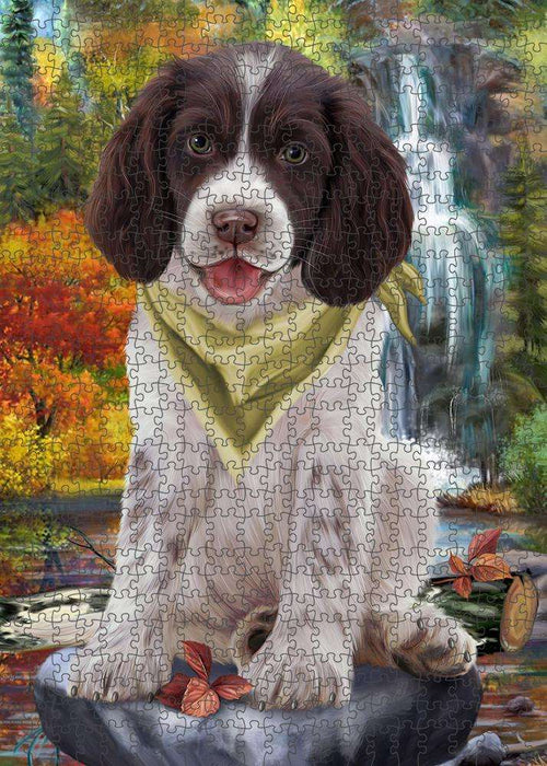 Scenic Waterfall Springer Spaniel Dog Puzzle with Photo Tin PUZL86432