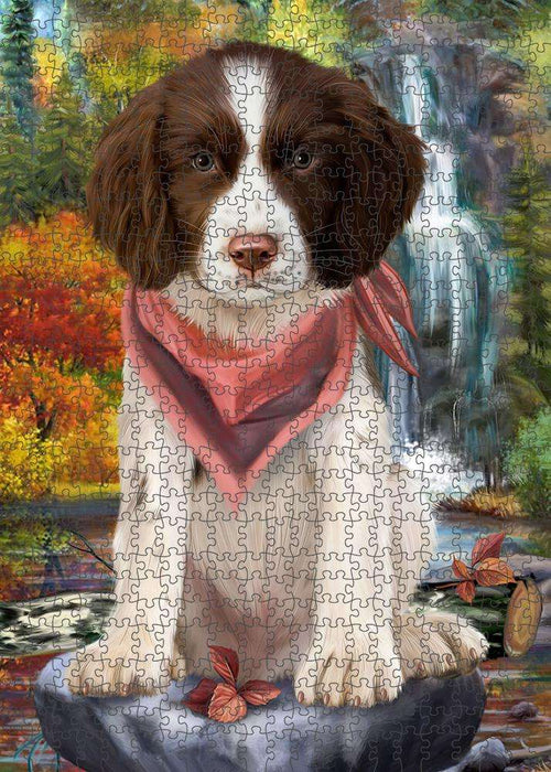 Scenic Waterfall Springer Spaniel Dog Puzzle with Photo Tin PUZL86436