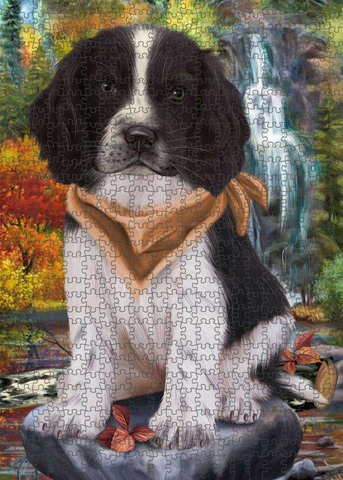 Scenic Waterfall Springer Spaniel Dog Puzzle with Photo Tin PUZL86440