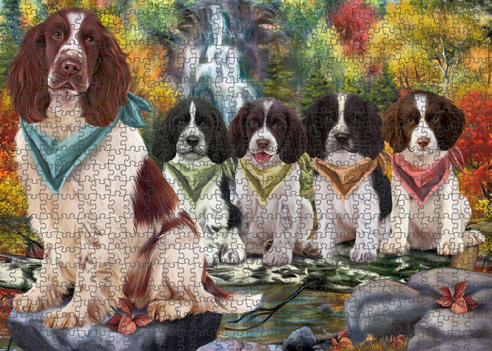 Scenic Waterfall Springer Spaniels Dog Puzzle with Photo Tin PUZL86420