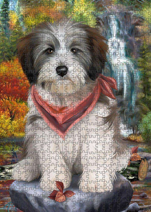 Scenic Waterfall Tibetan Terrier Dog Puzzle with Photo Tin PUZL52464
