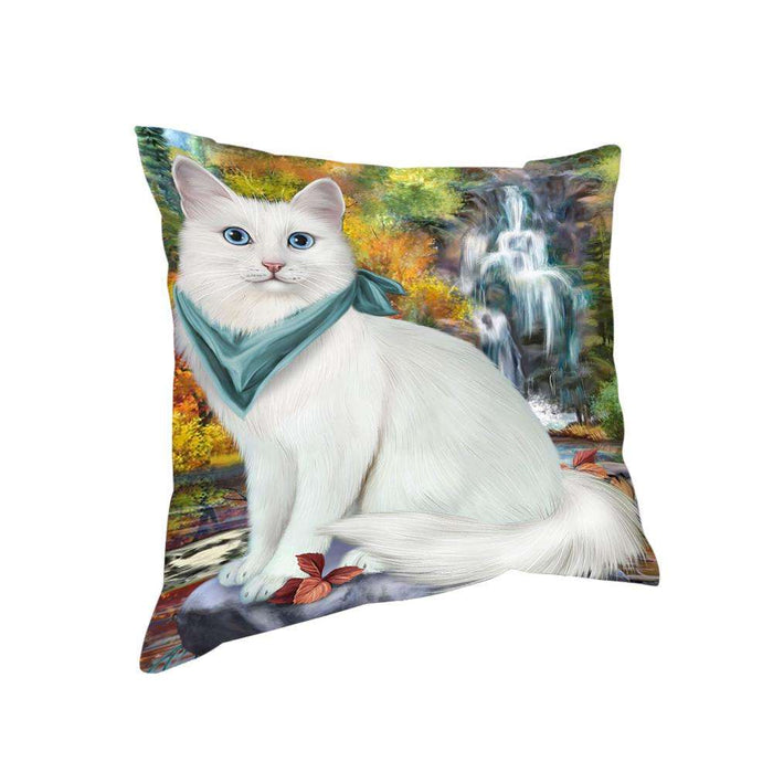 Scenic Waterfall Turkish Angora Cat Pillow PIL75940