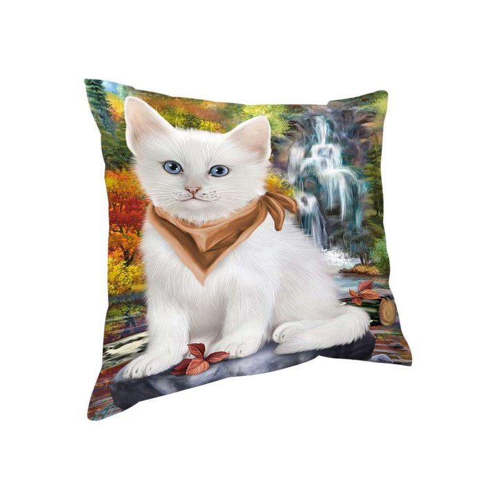 Scenic Waterfall Turkish Angora Cat Pillow PIL75944