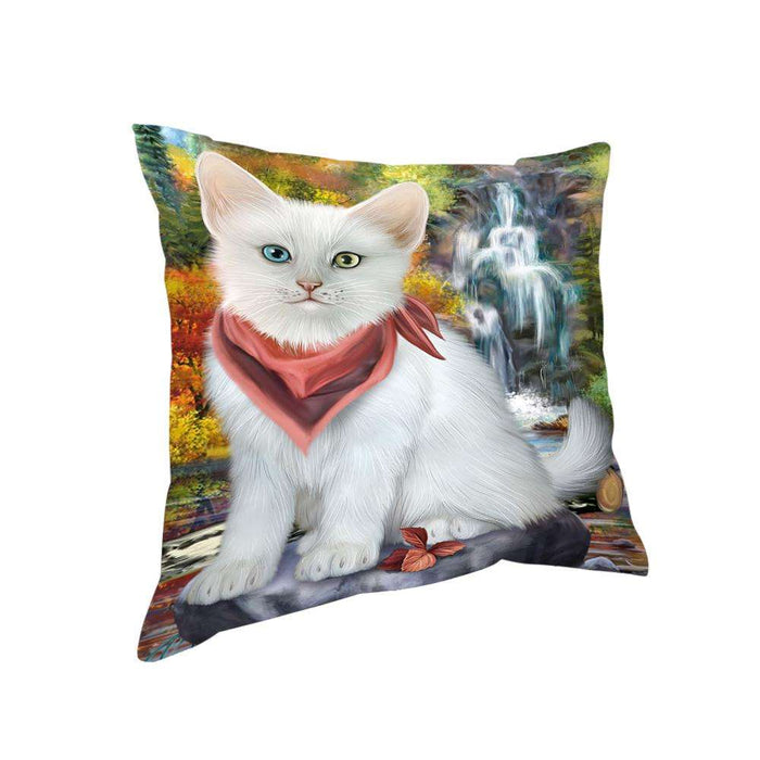 Scenic Waterfall Turkish Angora Cat Pillow PIL75948