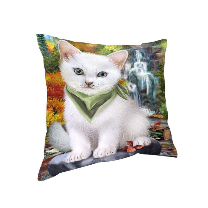 Scenic Waterfall Turkish Angora Cat Pillow PIL75956