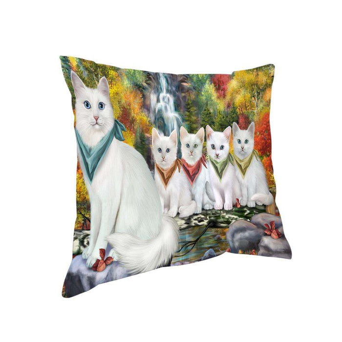 Scenic Waterfall Turkish Angora Cats Pillow PIL75936