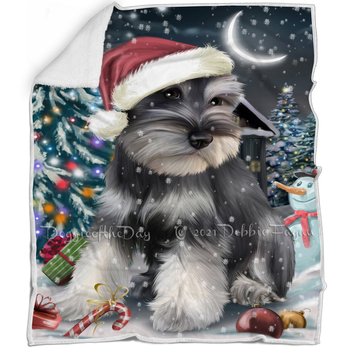 Have a Holly Jolly Christmas Schnauzer Dog in Holiday Background Blanket D033