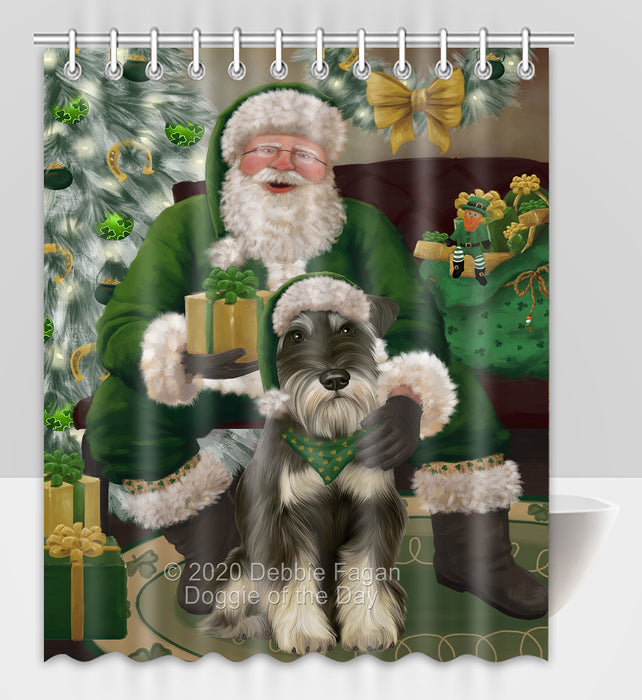 Christmas Irish Santa with Gift and Schnauzer Dog Shower Curtain Bathroom Accessories Decor Bath Tub Screens SC176