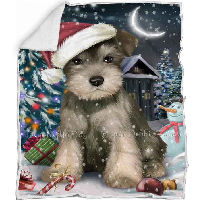 Have a Holly Jolly Christmas Schnauzer Dog in Holiday Background Blanket D035