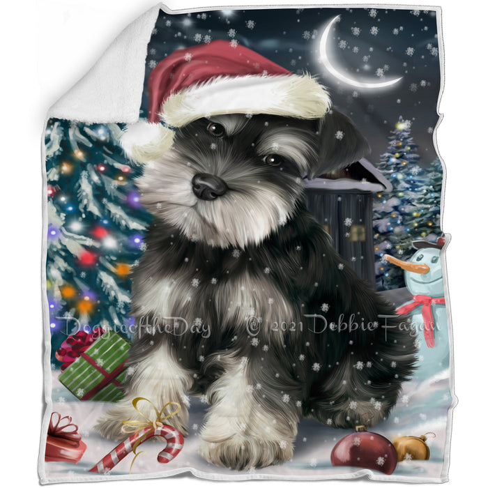 Have a Holly Jolly Christmas Schnauzer Dog in Holiday Background Blanket D036
