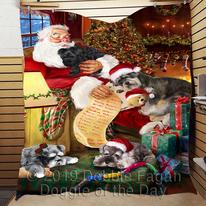 Santa Sleeping with Schnauzer Dogs Quilt