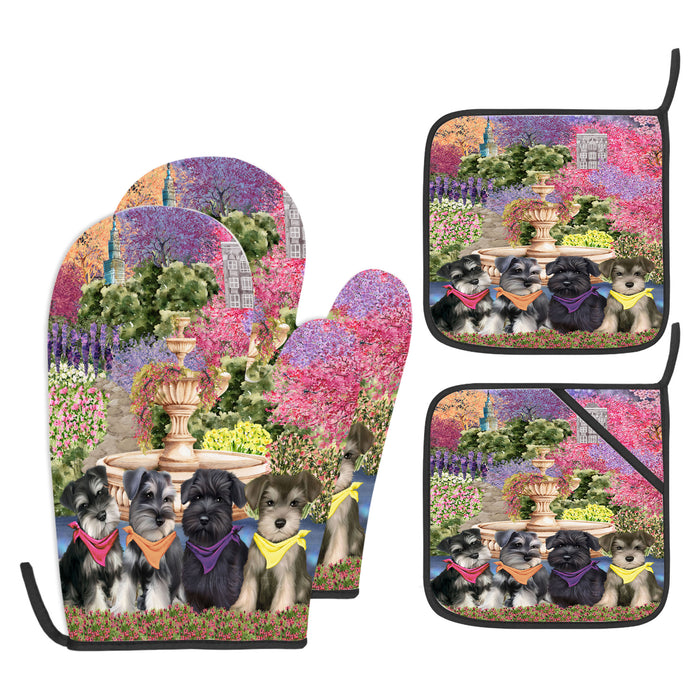 Schnauzer Oven Mitts and Pot Holder Set, Explore a Variety of Personalized Designs, Custom, Kitchen Gloves for Cooking with Potholders, Pet and Dog Gift Lovers
