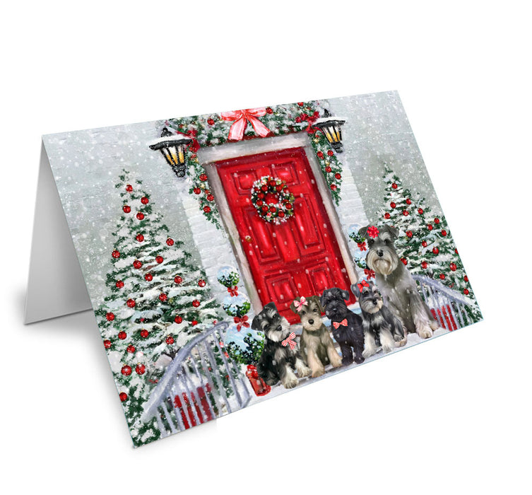 Christmas Holiday Welcome Schnauzer Dog Handmade Artwork Assorted Pets Greeting Cards and Note Cards with Envelopes for All Occasions and Holiday Seasons