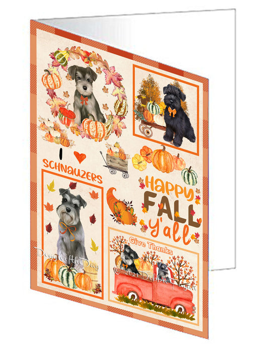 Happy Fall Y'all Pumpkin Schnauzer Dogs Handmade Artwork Assorted Pets Greeting Cards and Note Cards with Envelopes for All Occasions and Holiday Seasons GCD77111