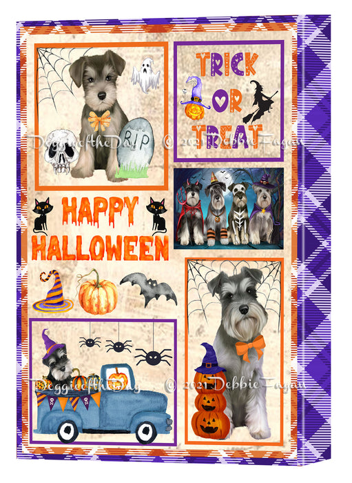 Happy Halloween Trick or Treat Schnauzer Dogs Canvas Wall Art Decor - Premium Quality Canvas Wall Art for Living Room Bedroom Home Office Decor Ready to Hang CVS150821