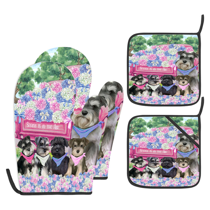 Schnauzer Oven Mitts and Pot Holder: Explore a Variety of Designs, Potholders with Kitchen Gloves for Cooking, Custom, Personalized, Gifts for Pet & Dog Lover