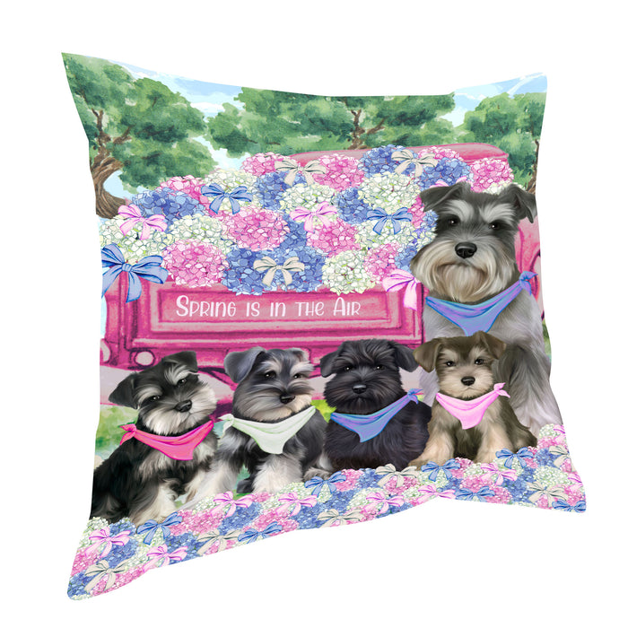 Schnauzer Throw Pillow: Explore a Variety of Designs, Cushion Pillows for Sofa Couch Bed, Personalized, Custom, Dog Lover's Gifts